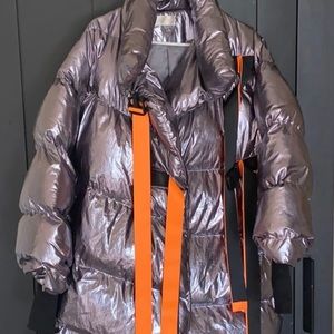 Chic Chrome Silver Puffer winter jacket